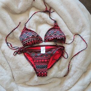 Red and Black Decorated Bikini (Med)